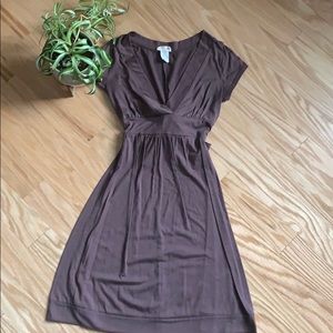 Brown V-Neck Dress